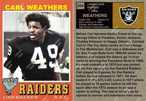 carl weathers nfl card|carl weathers raiders card.